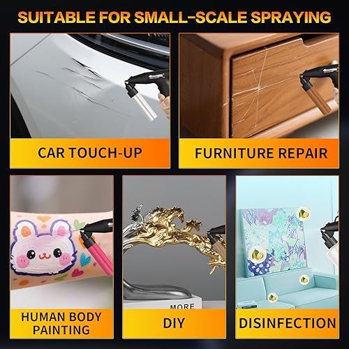 Miniatura 7 de Pistola pulverizadora de pintura eléctrica LIONBOW, pistola pulverizadora de aerógrafo inalámbrica portátil de mano para pintar coches, gabinete,