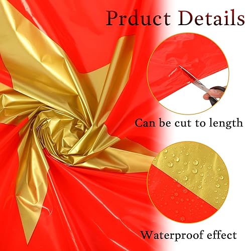 Miniatura 4 de Timgle Alfombra desechable de plástico roja para fiestas, películas, noche con estrella dorada, alfombra de pasillo para escenario, cumpleaños,