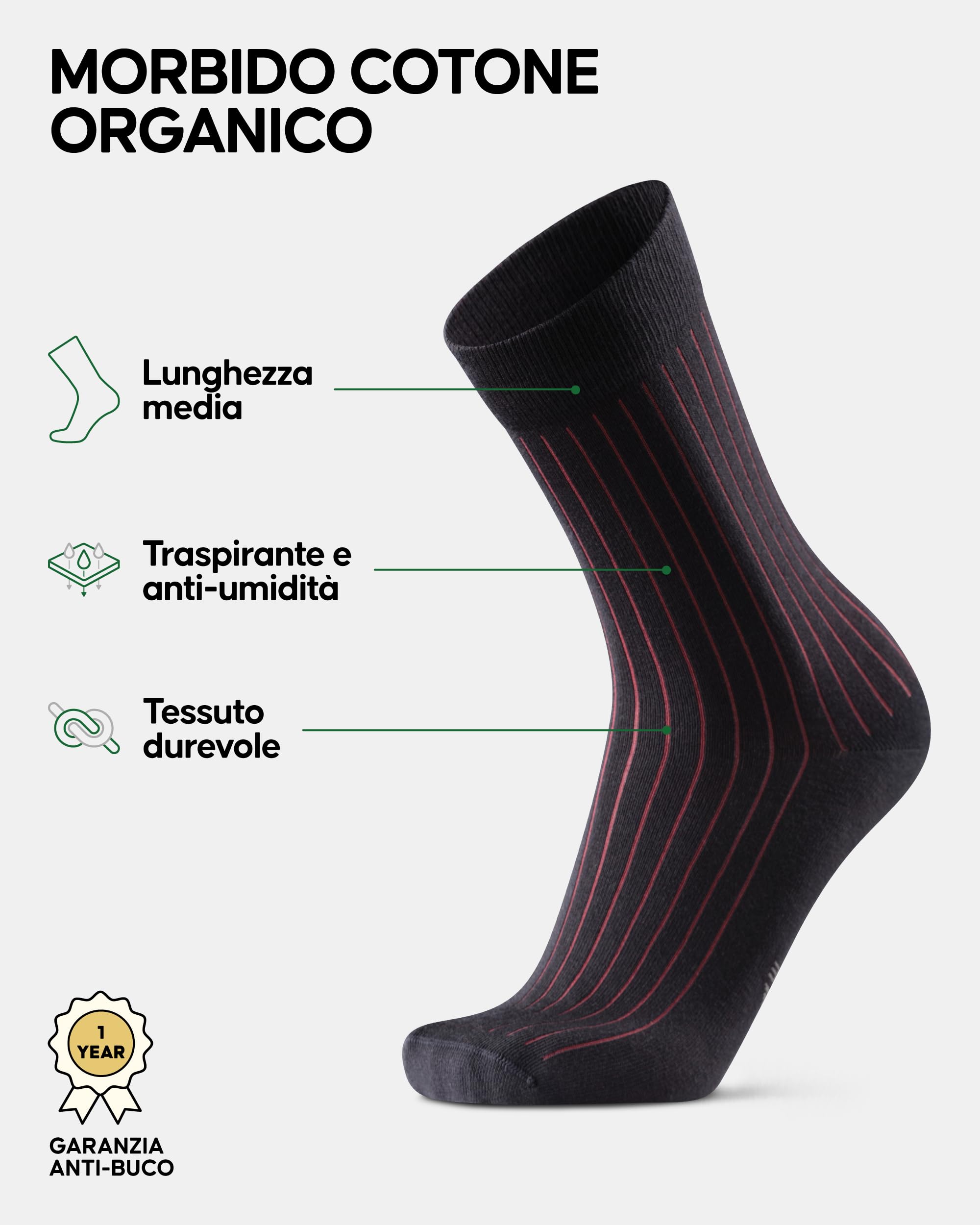 DANISH ENDURANCE Calzini in Cotone Premium, Traspirante e Morbido, Uomo Donna, 6 Paia