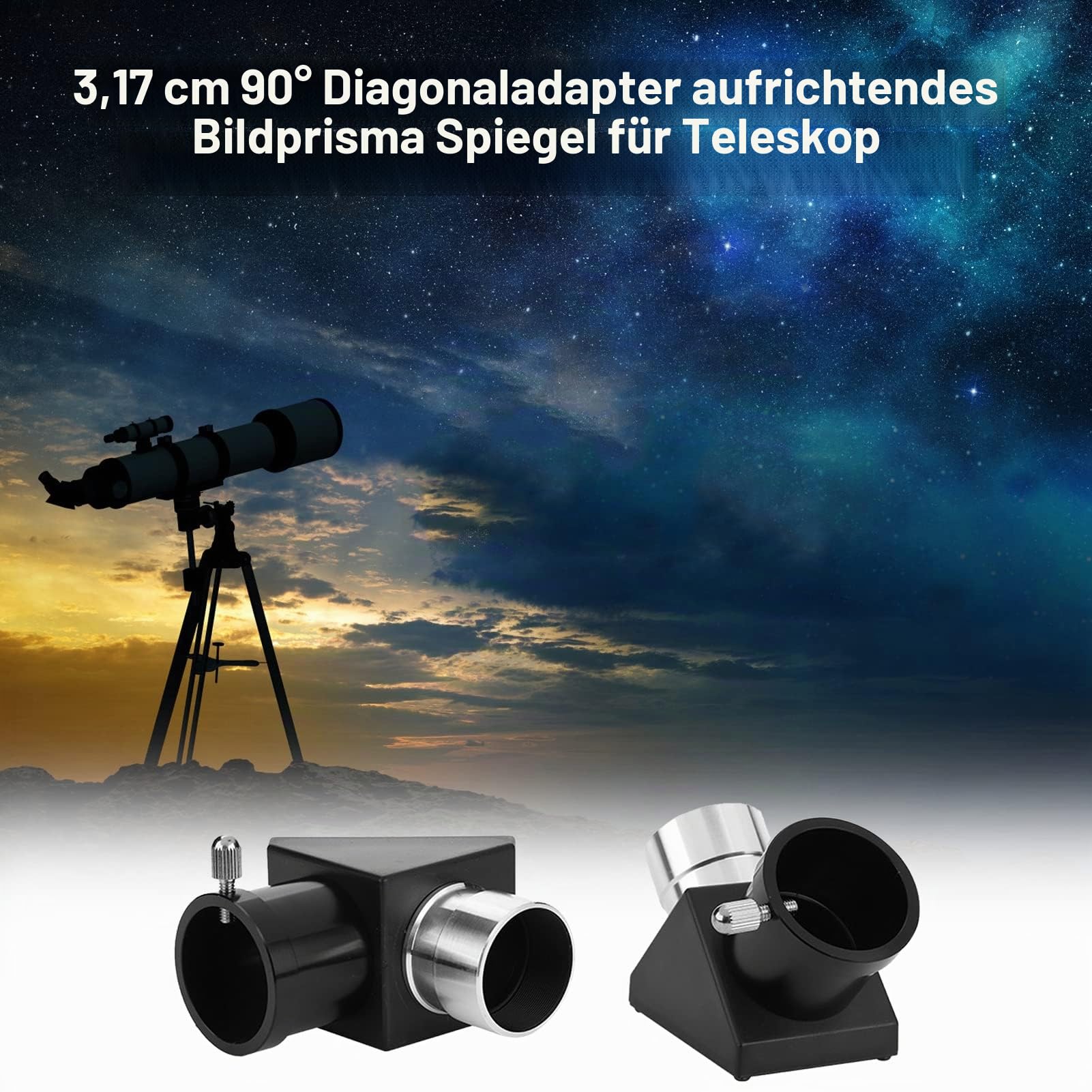Nikou Zenitspiegel, 1,25 Zoll 90 Grad Halbmetallspiegel mit Aufrechtem Bild, Wird mit Staubschutzhülle Geliefert Diagonalspiegel Teleskop Zubehör für Teleskop, Diagonaladapter, Umkehrbildprisma