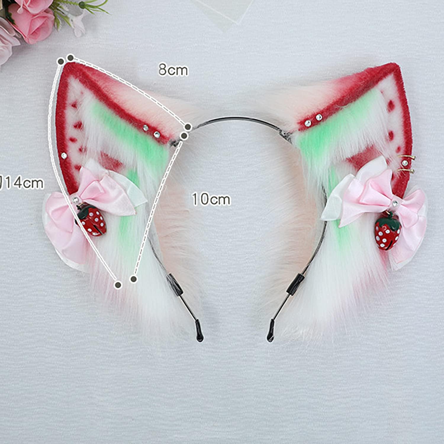 Faylay Women Furry Cat Ear Animal Ears Headband Ribbon Decor - Image 8