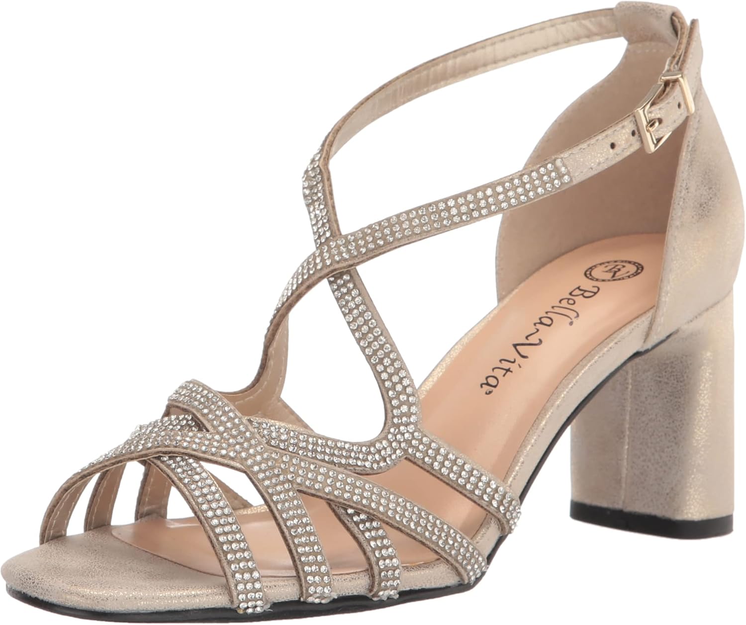 Bella Vita Women's Aliette Heeled Sandal, Soft Gold Metallic, 9 Wide