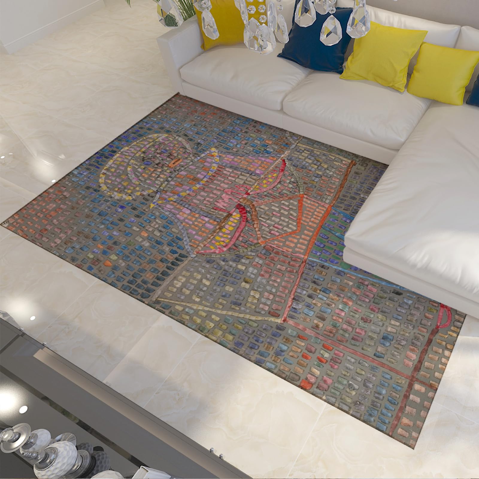 Tapis Paul Klee lavable pour chambre d'enfant fini les taches tapis de sol 90x120