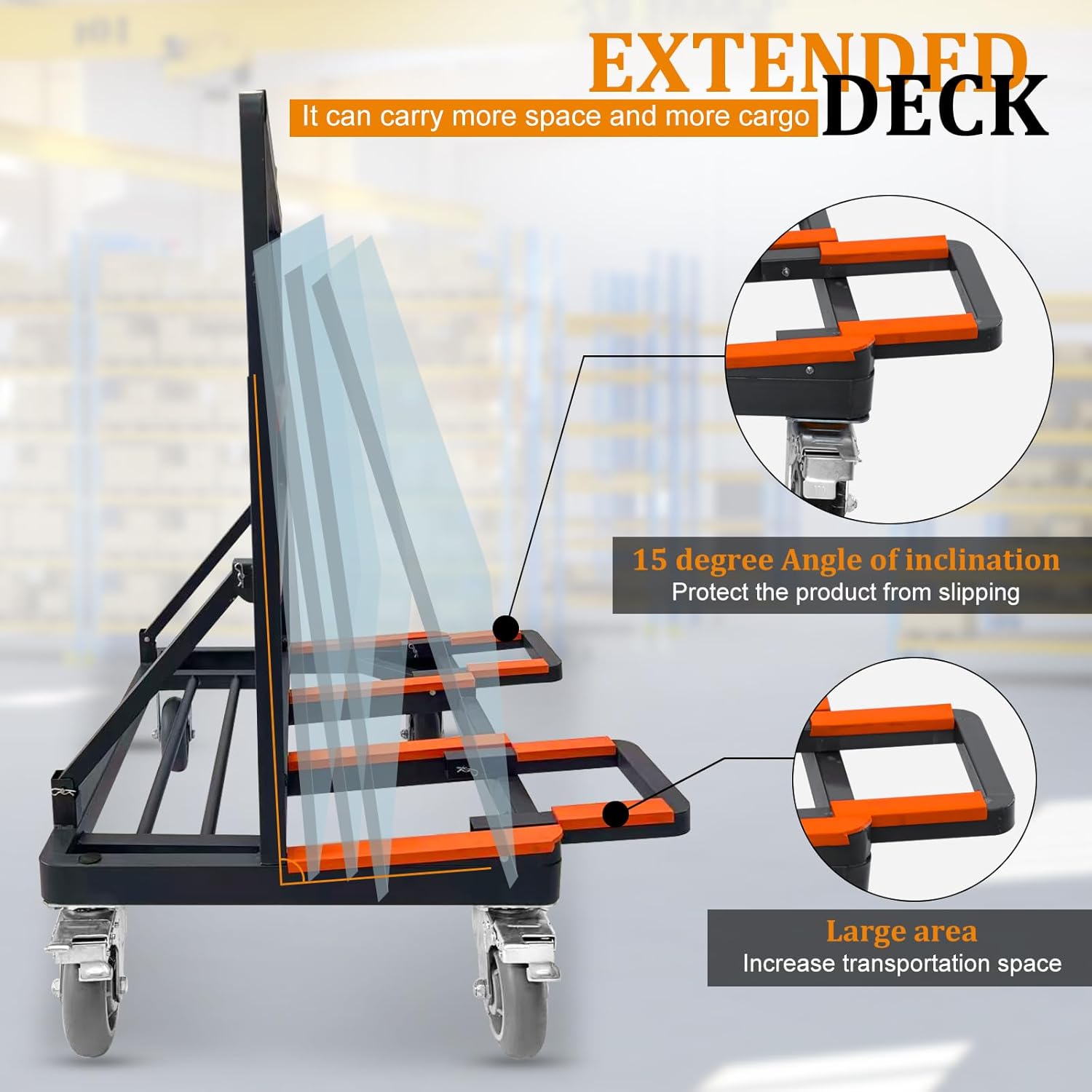 Upgrade Folding Drywall Cart Heavy Duty, Expandable Deck Drywall Dolly Handling Plywood Sheetrock Glass and Windows Service Panel Cart Load 2200 lbs Capacity