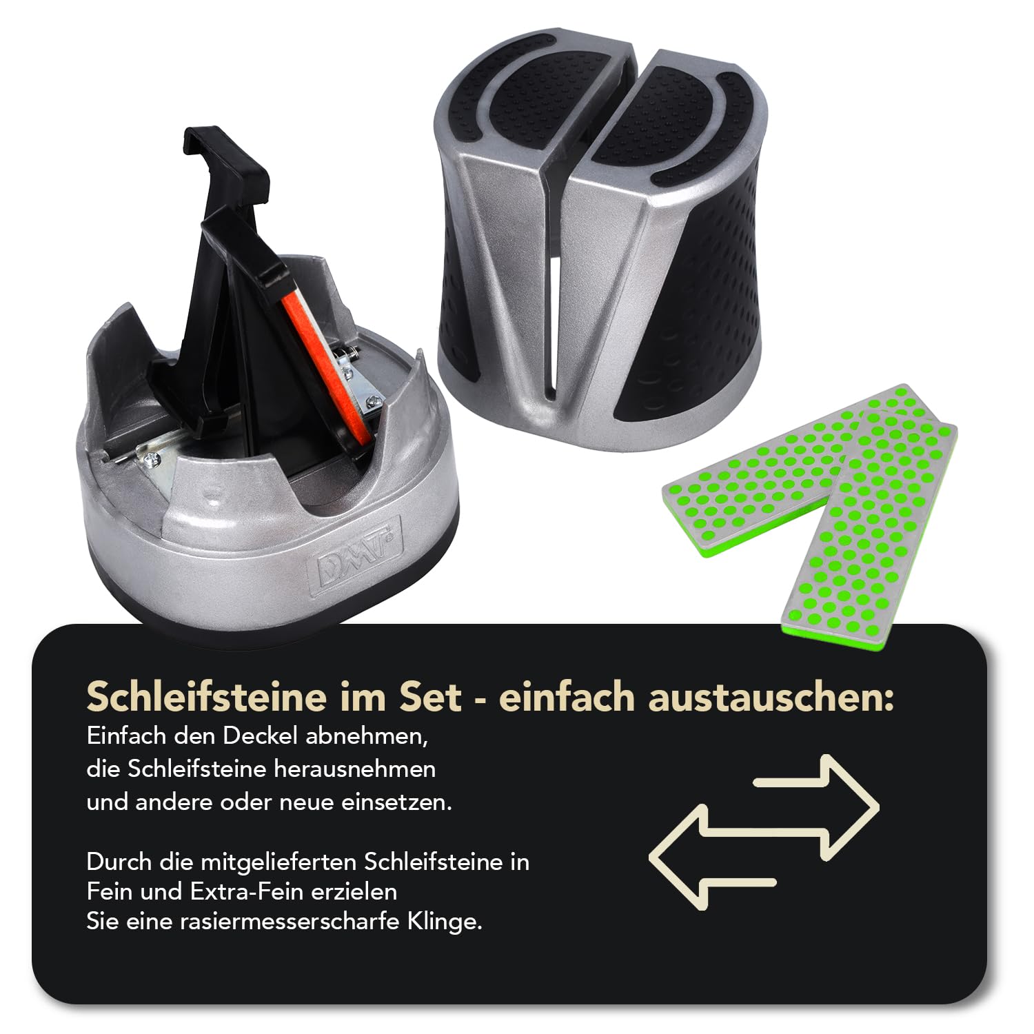DMT SimpleSharp Blau Bundle Fein & Extrafein | Diamant Messerschärfer für rasiermesserscharfe Klingen mit perfektem Schleifwinkel | Schärft Messer beidseitig mit extraharten Diamant-Steinen