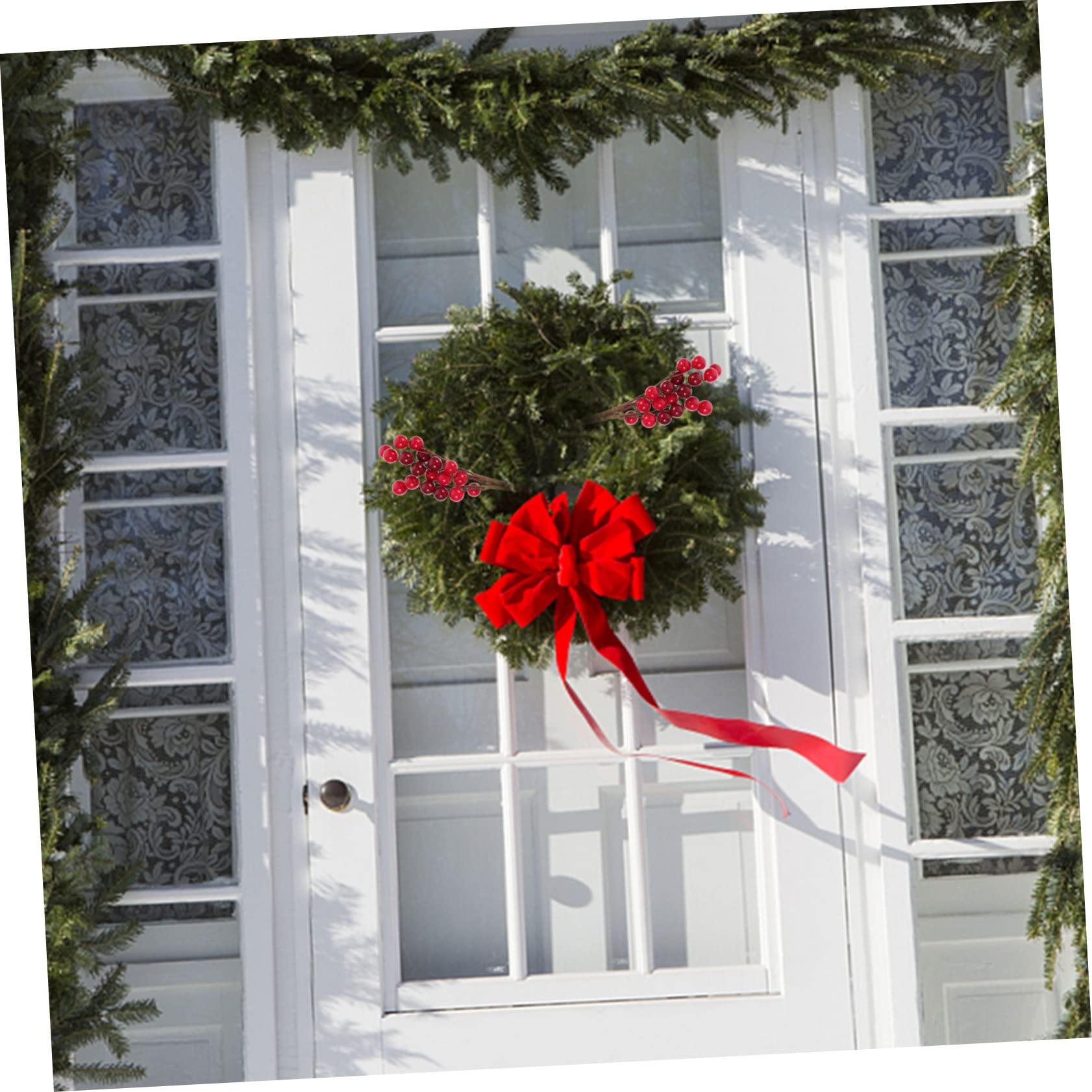 Ciieeo 40 Piezas Tallo de Rojas Artificiales Baya de Acebo de Navidad Rama de Baya Decorativa Manualidades navideñas Christmas Tree decoración Ramas de Rojas Artificiales PVC