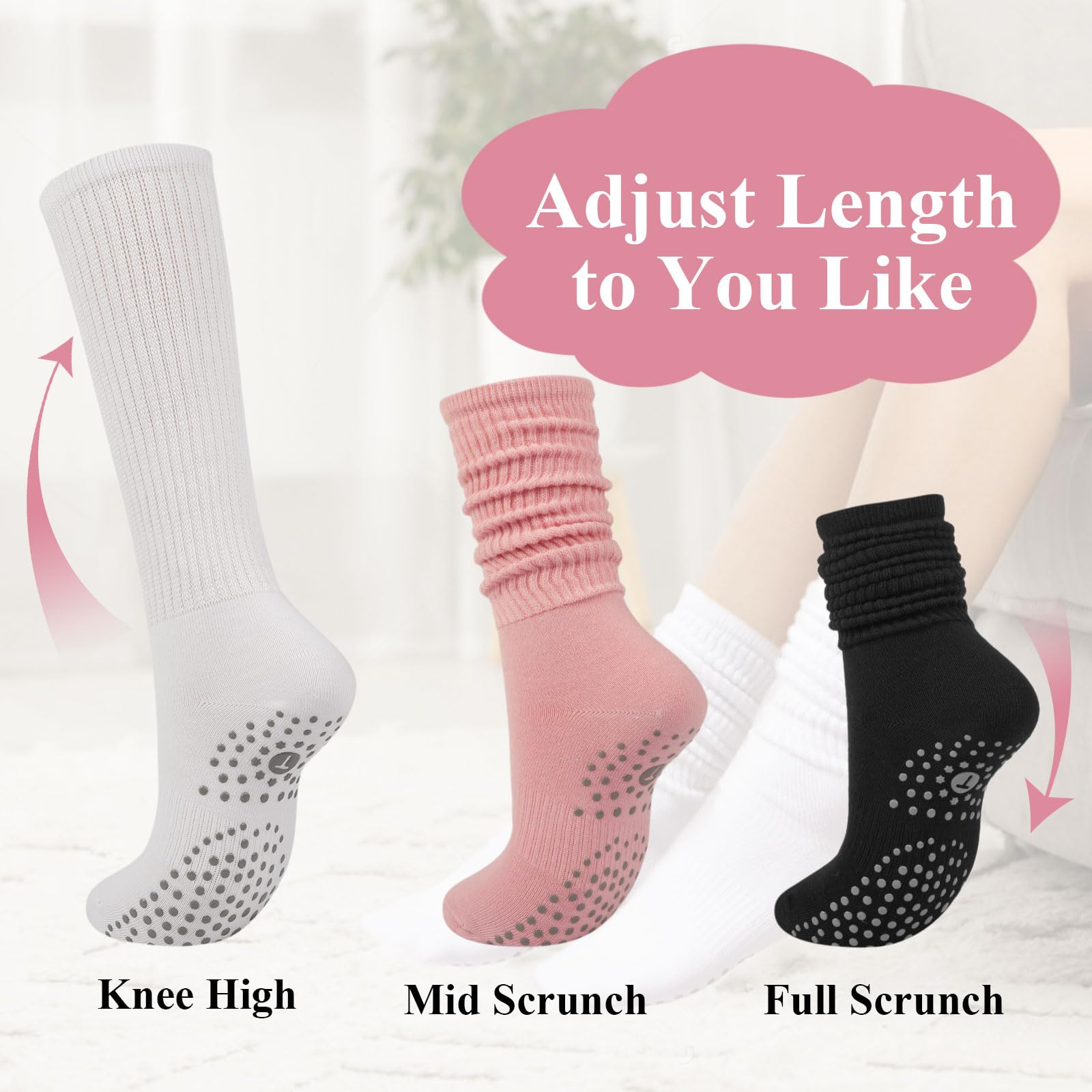 Grip - Calcetines de pilates para mujer, calcetines de yoga con agarre para entrenamiento de barra, hospital, calcetines largos