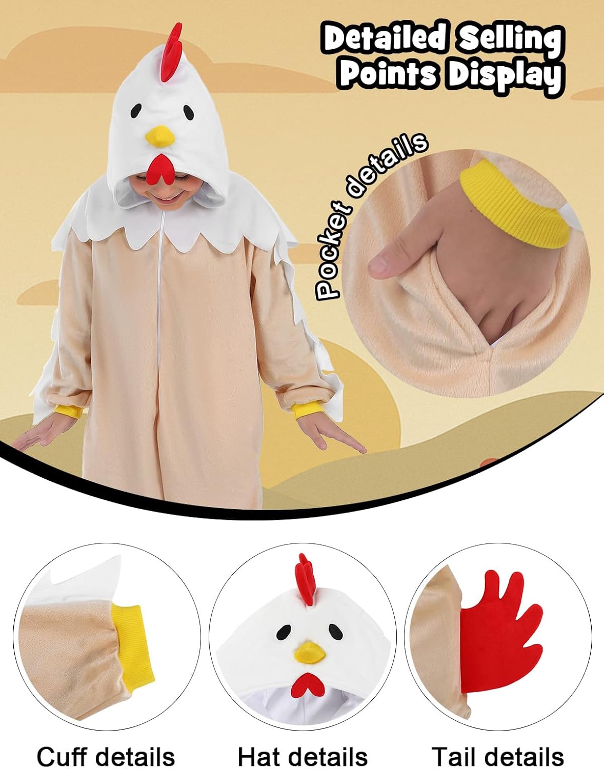 Kids Hooded Animal Costume - Unisex Halloween Dress-Up Outfit & Cosplay Playwear for Boys & Girls Ages 4-12 - Image 4