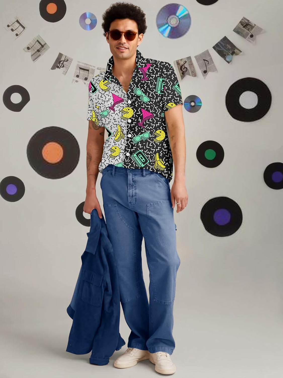 80s 90s Outfit for Men Short Sleeve Button Down Hawaiian Shirt Funny Vintage Retro Beach Shirts - Image 6