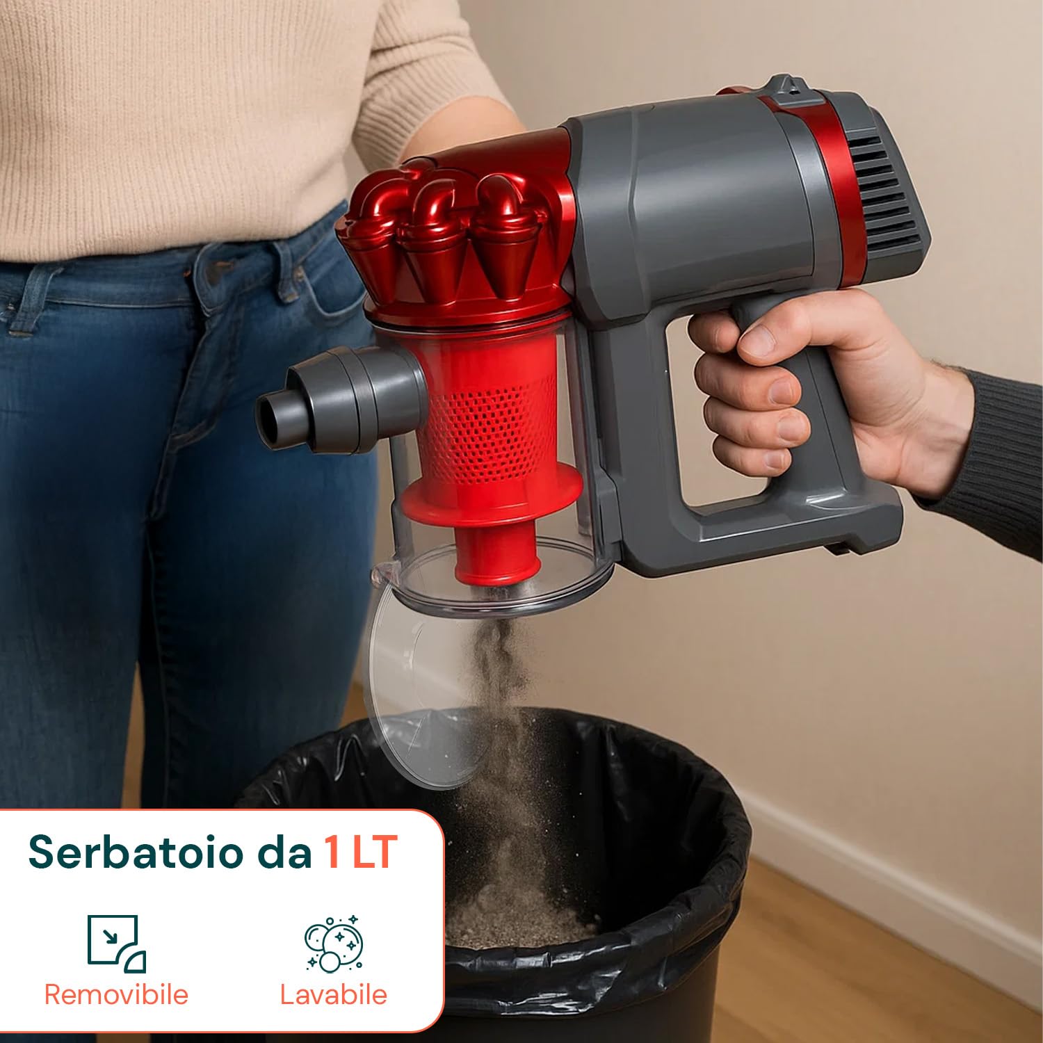 Wintem - Scopa Elettrica Ciclonica 600W con Filtro HEPA, Tubo Allungabile e Accessori per Fessure e Tessuti, Ideale per aspirare Auto e Pavimenti, Leggera e Senza Sacchetto