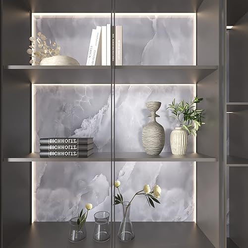 Miniatura 6 de KIKitchen Papel de contacto de mármol gris de 157 x 393 pulgadas papel tapiz de mármol para despegar y pegar autoadhesivo extraíble película de