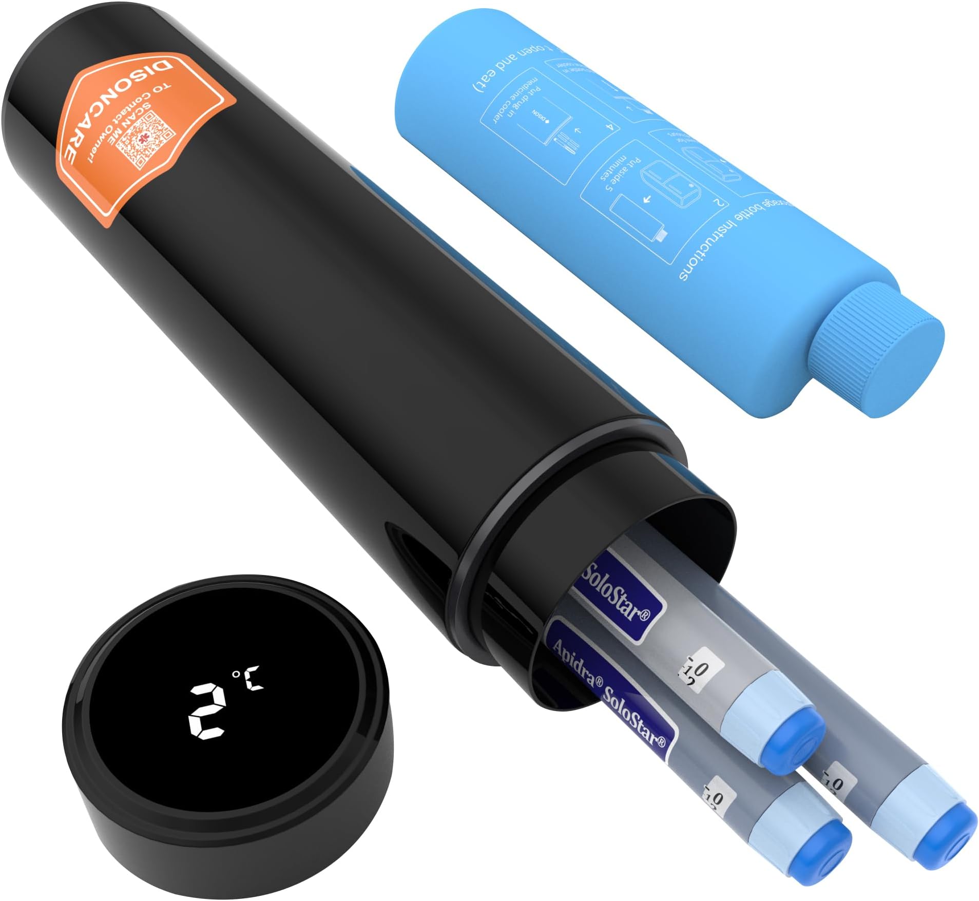 60H Insulin Cooler Travel Case 2-8 Degrees Biogel Insulated Medicine Cooler Bag with Touch Temperature Display Epipen Case for Diabetic Travel TSA Approved with 2 Ice Pack