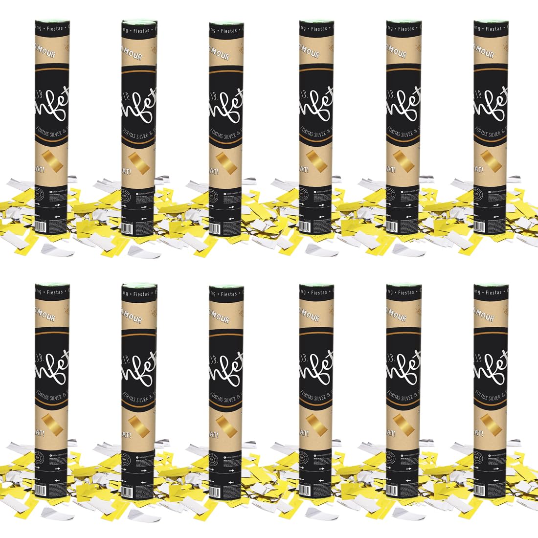 Konfettikanone für Valentinstag und Hochzeit, Dekoration für Veranstaltungen, Partys, Feiern, Hochzeiten (10 Stück, Gold und Silber)
