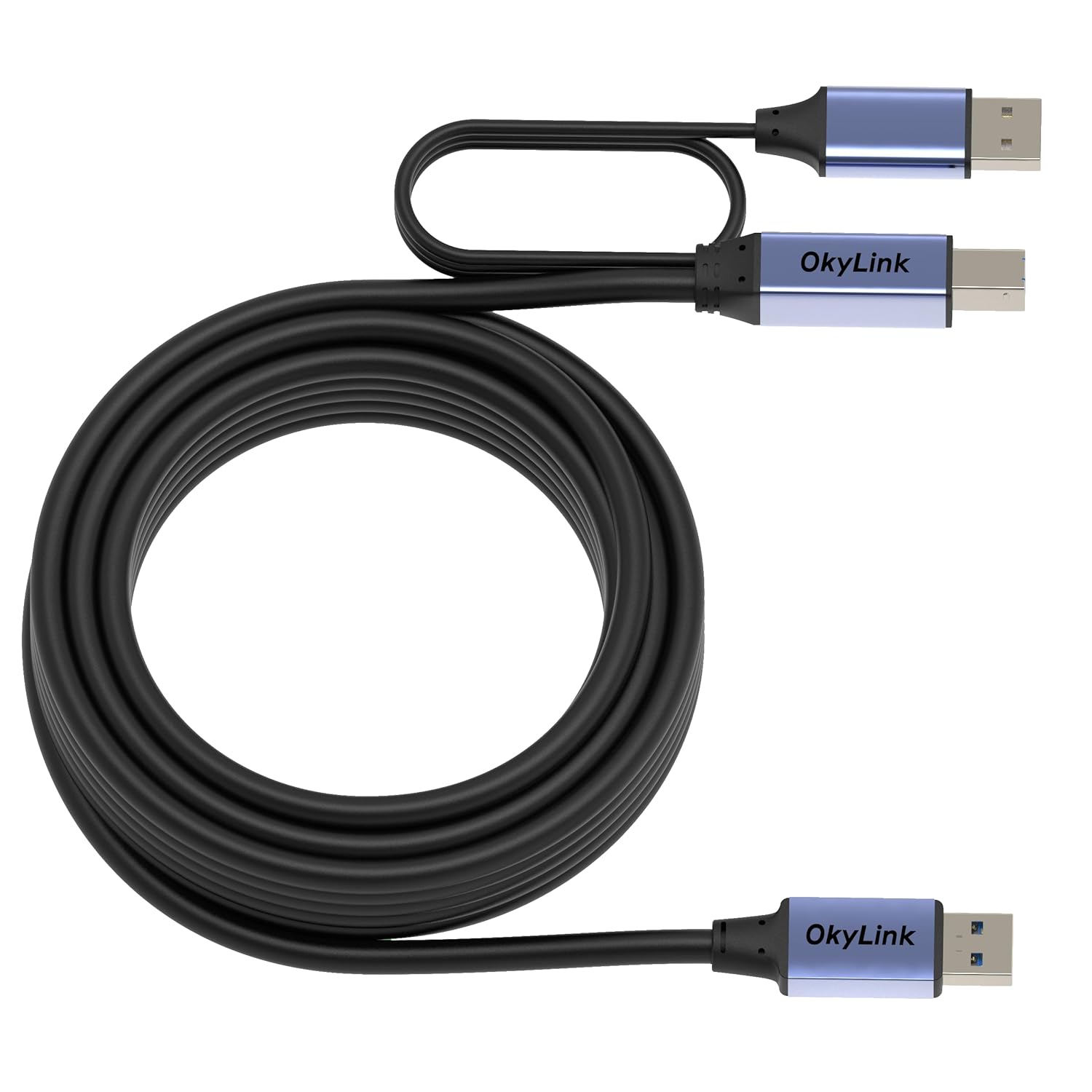 OkyLink 32ft(10M) Active USB 3.0/3.2 Gen 1 Printer Cable A Male to B Male Comes with Power & Repeater 5Gbps for Long Distance Connection