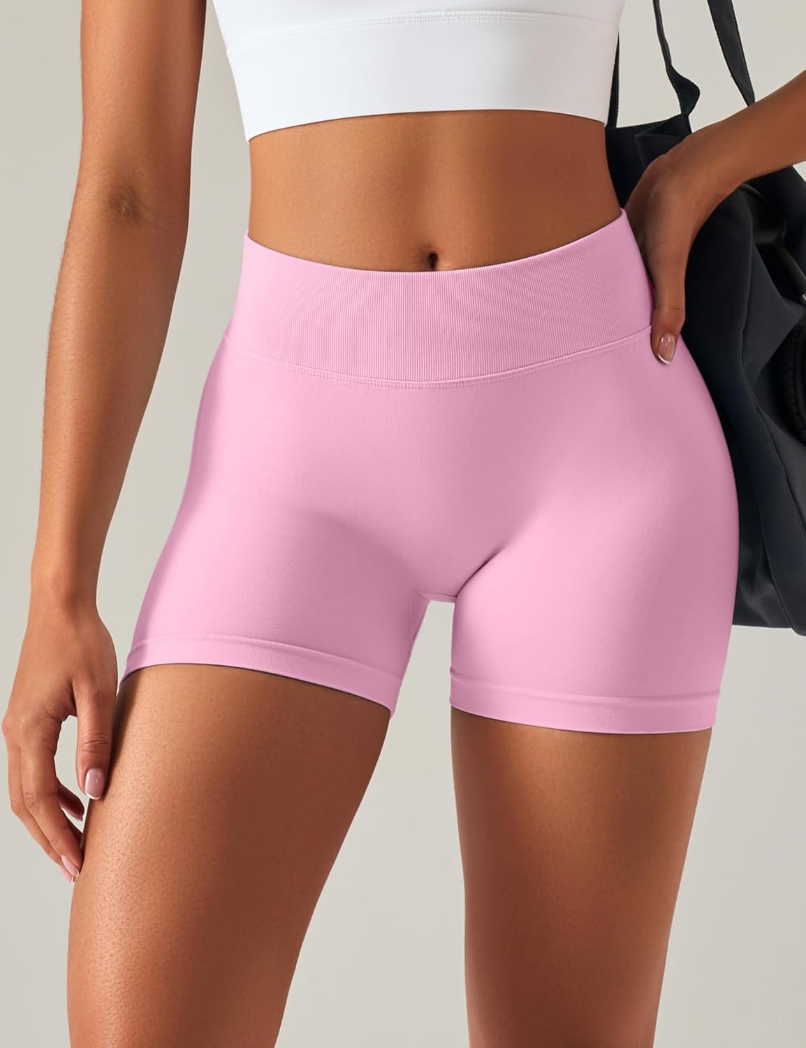 OLCHEE Womens Workout Shorts Seamless Scrunch Butt Lifting 3 Pack Yoga Gym Athletic High Waisted Tummy Control Booty 4.1" - Image 2