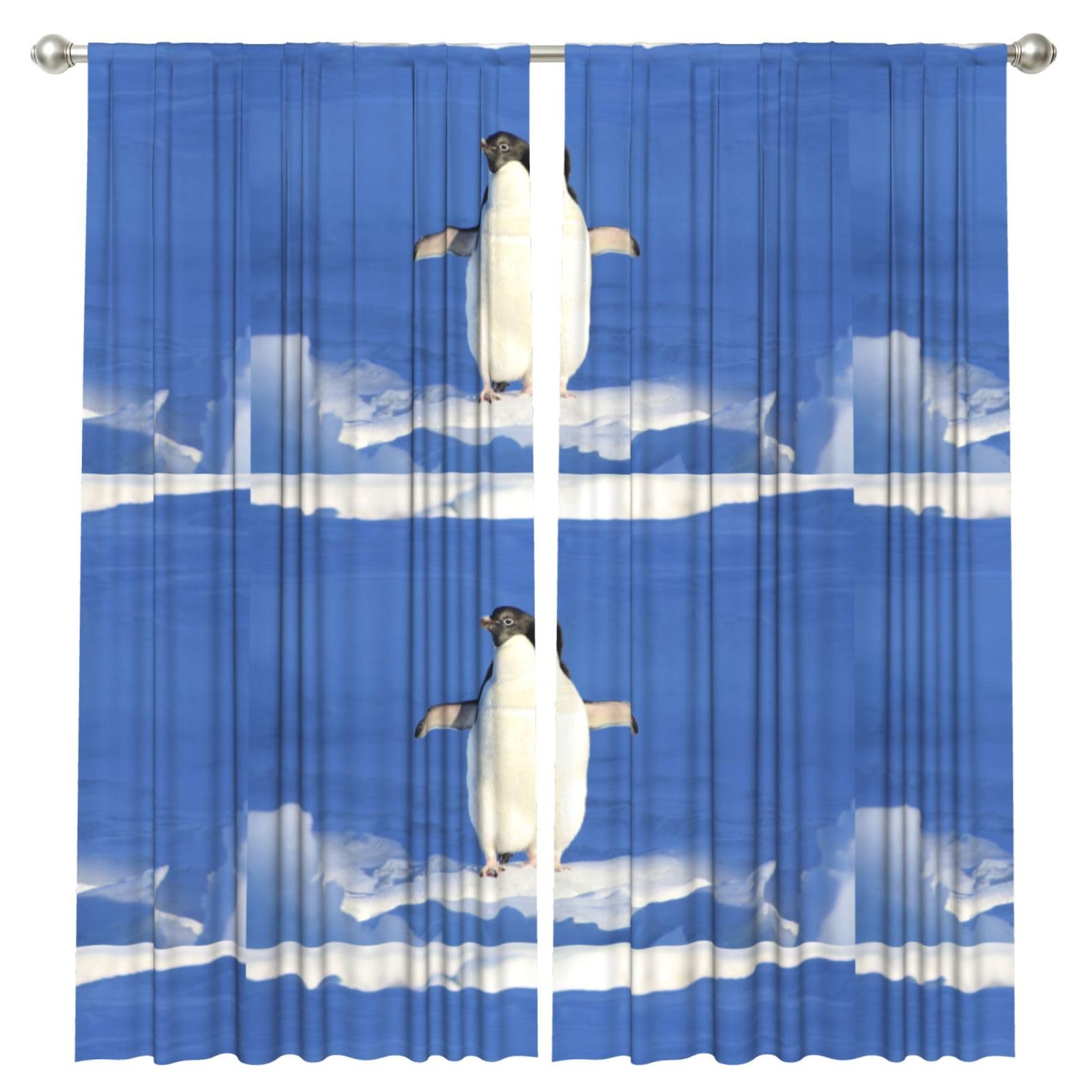 InOmak Penguin, 2 Panels Window Curtains 52 x 84 Inch Blackout Curtains for Living Room Bedroom