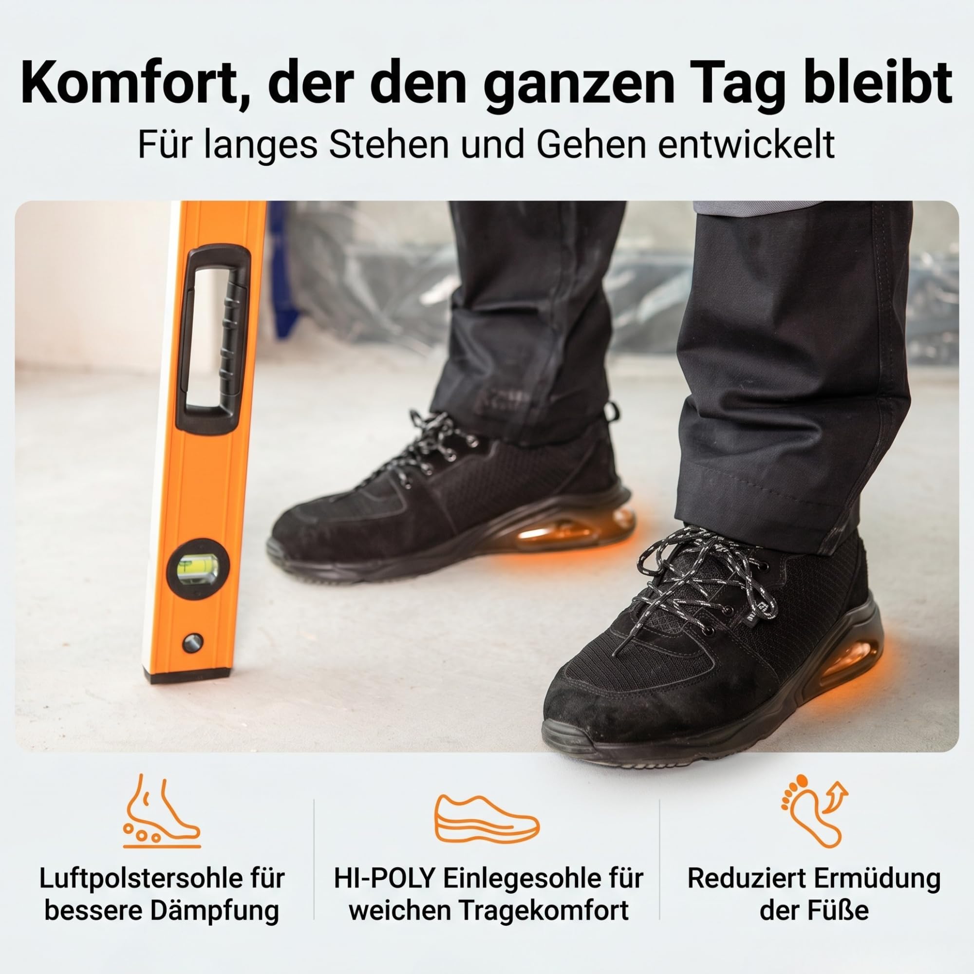 NEO TOOLS NEO Air Profi Arbeitsschuhe Sicherheitsschuhe, Atmungsaktive Halbschuhe für Handwerk & Logistik, Sportliche Leichte Berufsschuhe