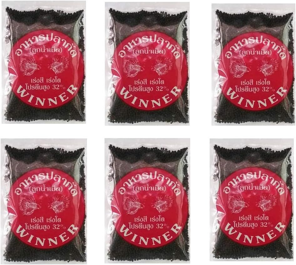 Set 6 Winner Betta Fish Food Micro Pellet Aquarium High Nutritious Color Growth 10 g