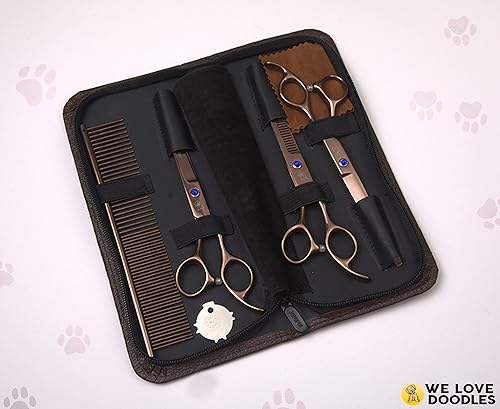Miniatura 4 de Kit de tijeras de aseo para perros, las mejores herramientas para Goldendoodles, caniches y garabatos, tijeras rectas, curvas y adelgazantes, kit de