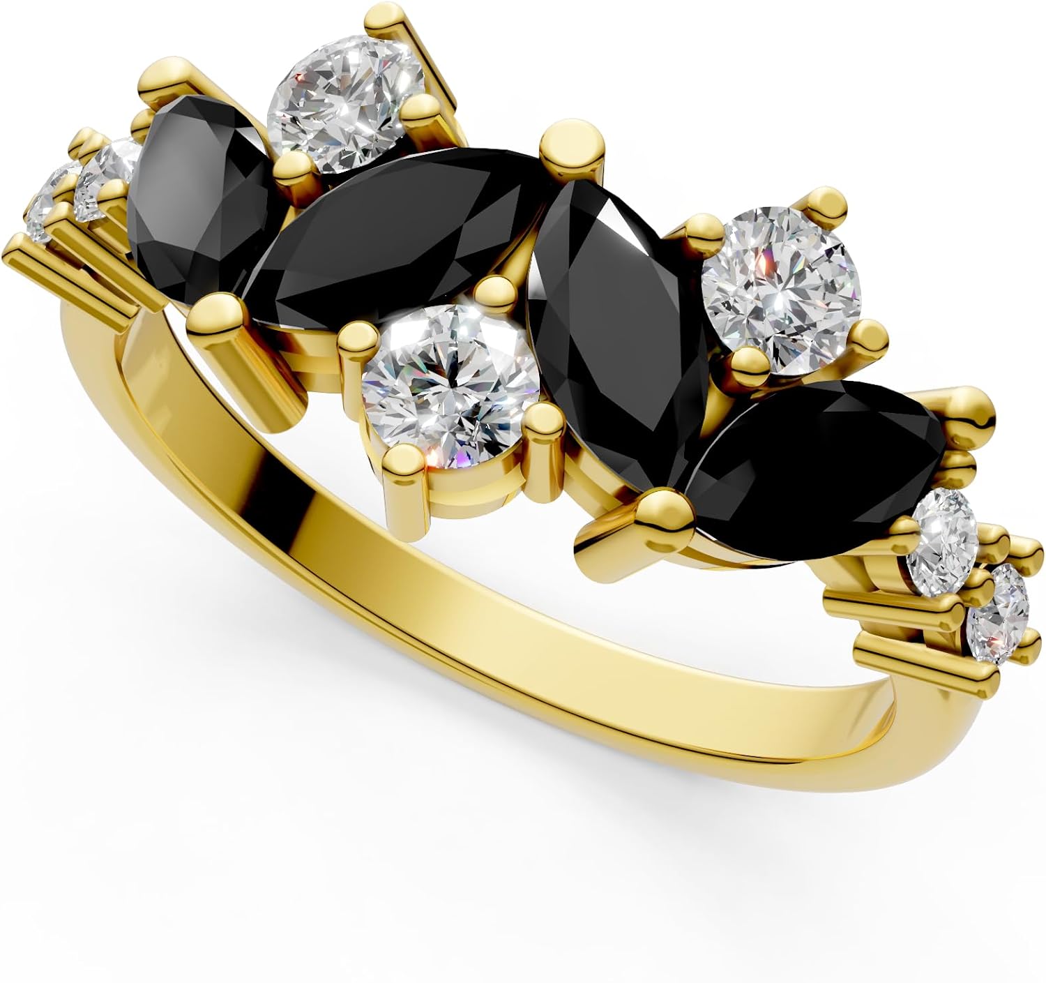 Genuine Real Natural Black Onyx 925 Sterling Silver Simple Promise Engagement Handmade Ring for Women