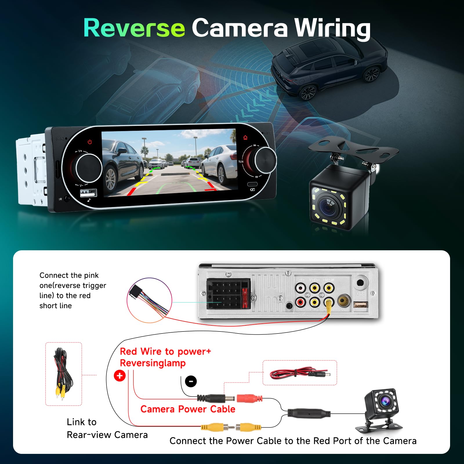 Hodozzy 1 Din Autoradio avec CarPlay/Android Auto sans Fil, Poste Radio Voiture Bluetooth Mains Libres 6,86 Pouces IPS Tactile écran Single DIN MirrorLink FM/EQ/AUX/USB/SWC/Type-C avec Caméra