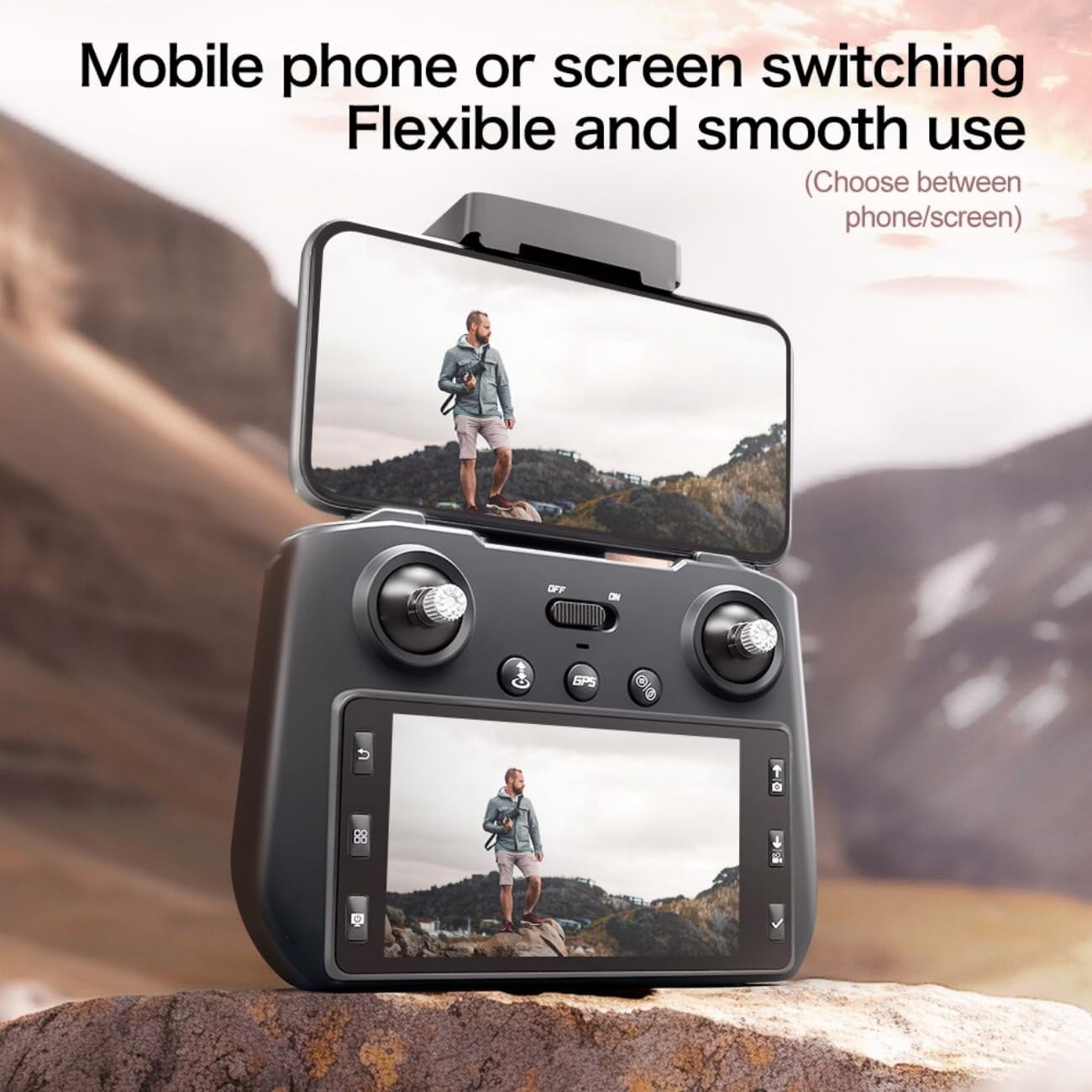 XT808 Drone Pieghevole Telecamera Rotante a 180° Drone con Fotocamera 4K Telecomando con Schermo Lcd Ogni Batteria Dura 25 Minuti Trasmissione 5G Motore Brushless Posizionamento GPS (L)