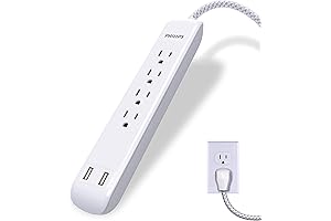 Phillips Power Strip Surge Protector 4 Outlets 2 USB Ports; 4 ft...