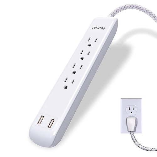 Philips 4 Outlet Power Strip Surge Protector with 2 USB Ports
