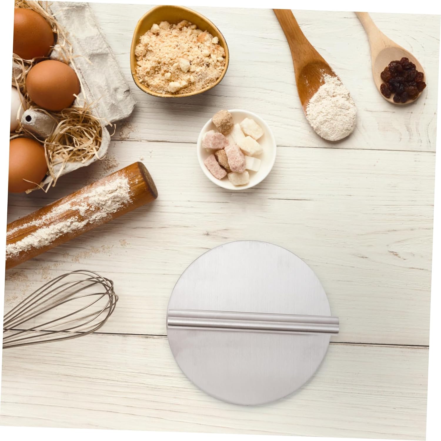 SHOWERORO 1pc Stainless Steel Meat Pressing Tool Compact Kitchen Pastry Presser for Dumpling Skin Easy to Clean Kitchen Accessory for Family Cooking