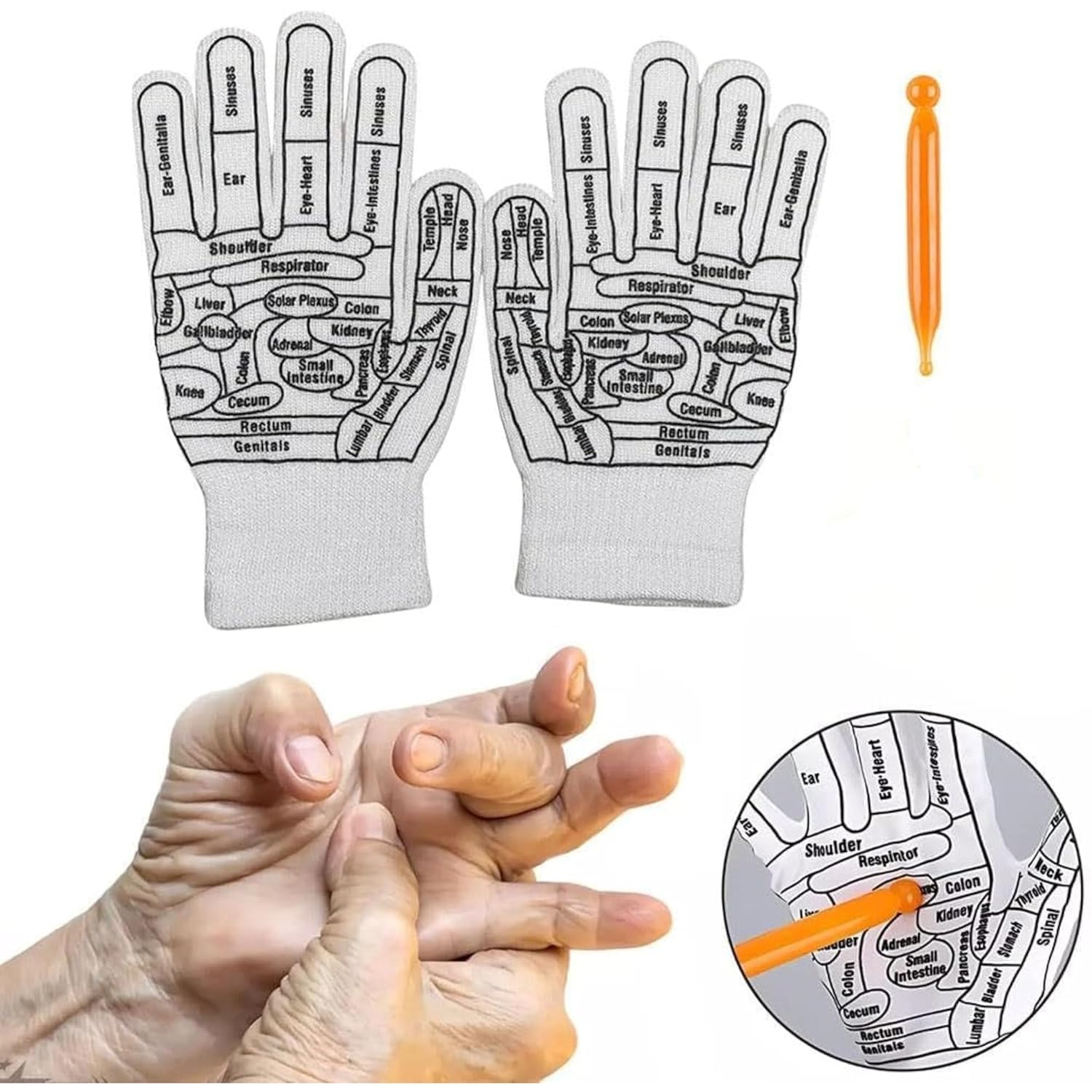 PREZONE Acupressure Reflexology Gloves & Hand Socks Set for Men & Women | Pain Relief Finger Massager Gloves with Tool Stick | Hand Spa Massage Gloves with Reflexology Point Therapy | Pack of 1 Pair 1
