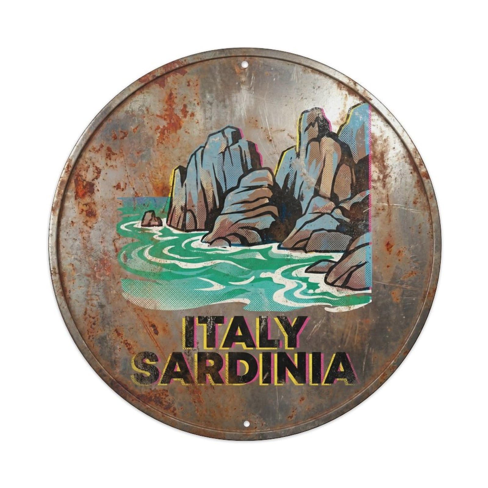 Sardinia Emerald Italian Retro Ink Classic Scenery Metal Tin Sign