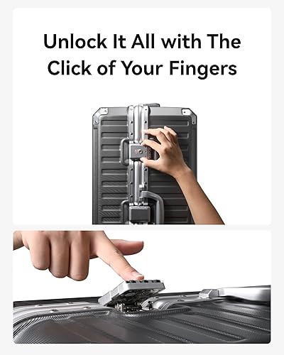 Miniatura 3 de LUGGEX - Maleta de mano con ruedas giratorias, marco de aluminio 8010S, rígida de policarbonato sin cremallera (ZX-Core), carbón metálico, Juego de