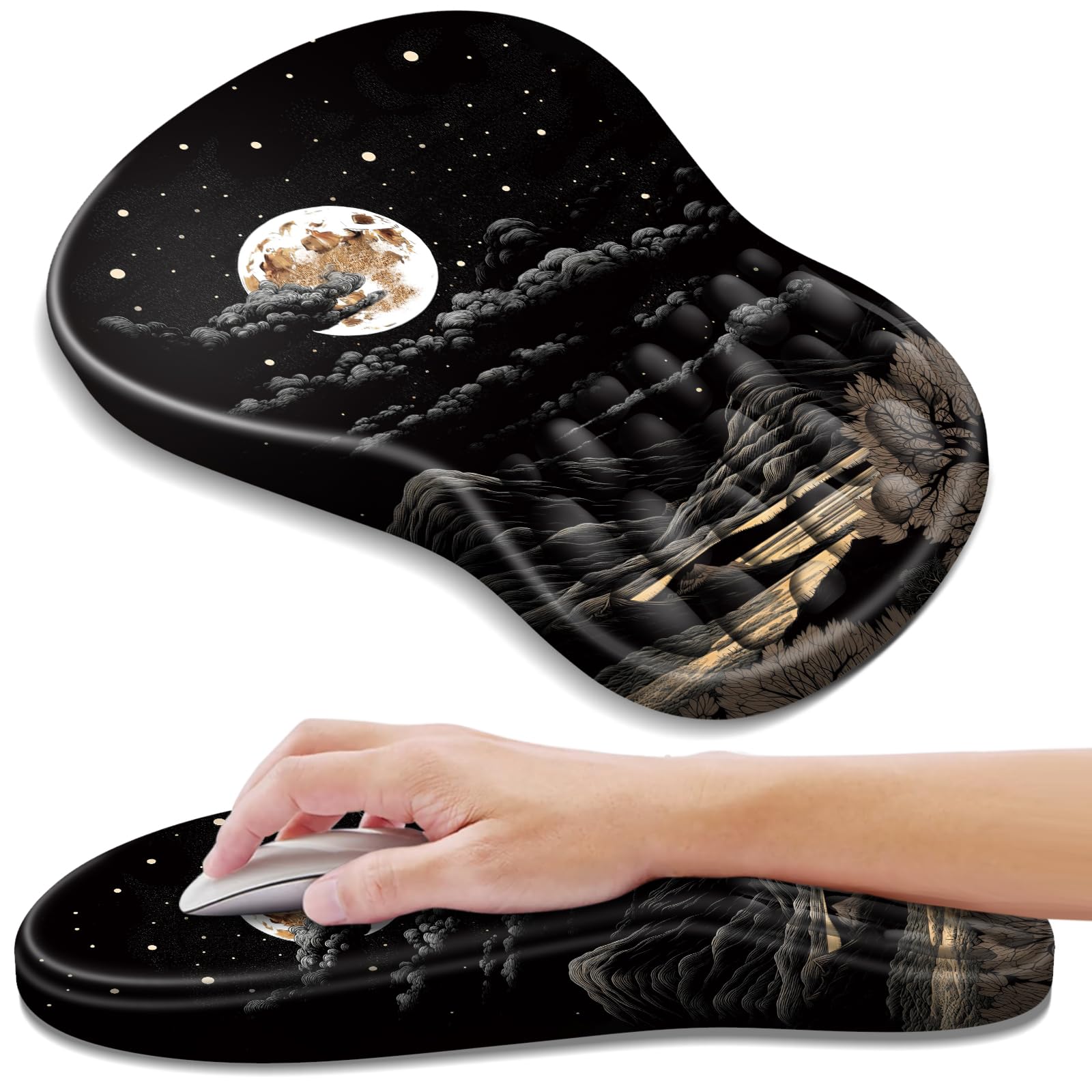 YIWEI Ergonomic Mouse Pad with Wrist Rest - Comfortable Office Mousepad with Memory Foam Wrist Support for Carpal Tunnel Relief, Mouse Pads with