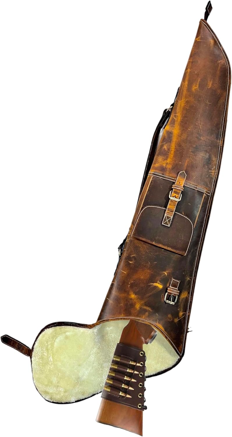 Cowhide Leather Holster Rifle Bag Unscoped Gun Cases Scabbard Rifle Sling Handmade Shotgun Case Hunting Case Scoped & Unscoped