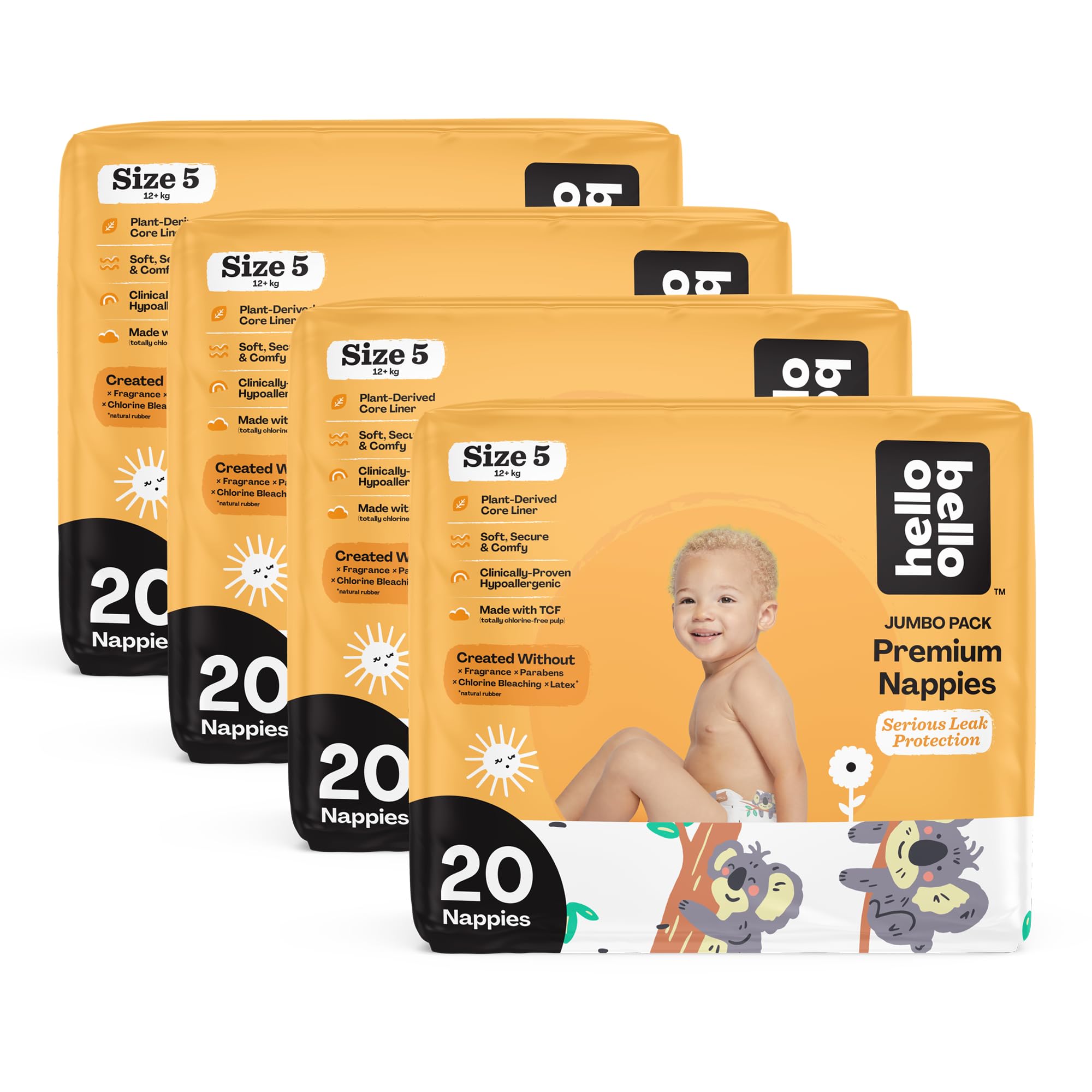 Hello BelloPremium Nappies Size 3 (6-11 kg/14-24 lbs.) - 108 Count (4 Packs of 27) Disposable, Extra-Absorbent, Hypoallergenic, Eco-Friendly Nappies with Snug and Comfort Fit