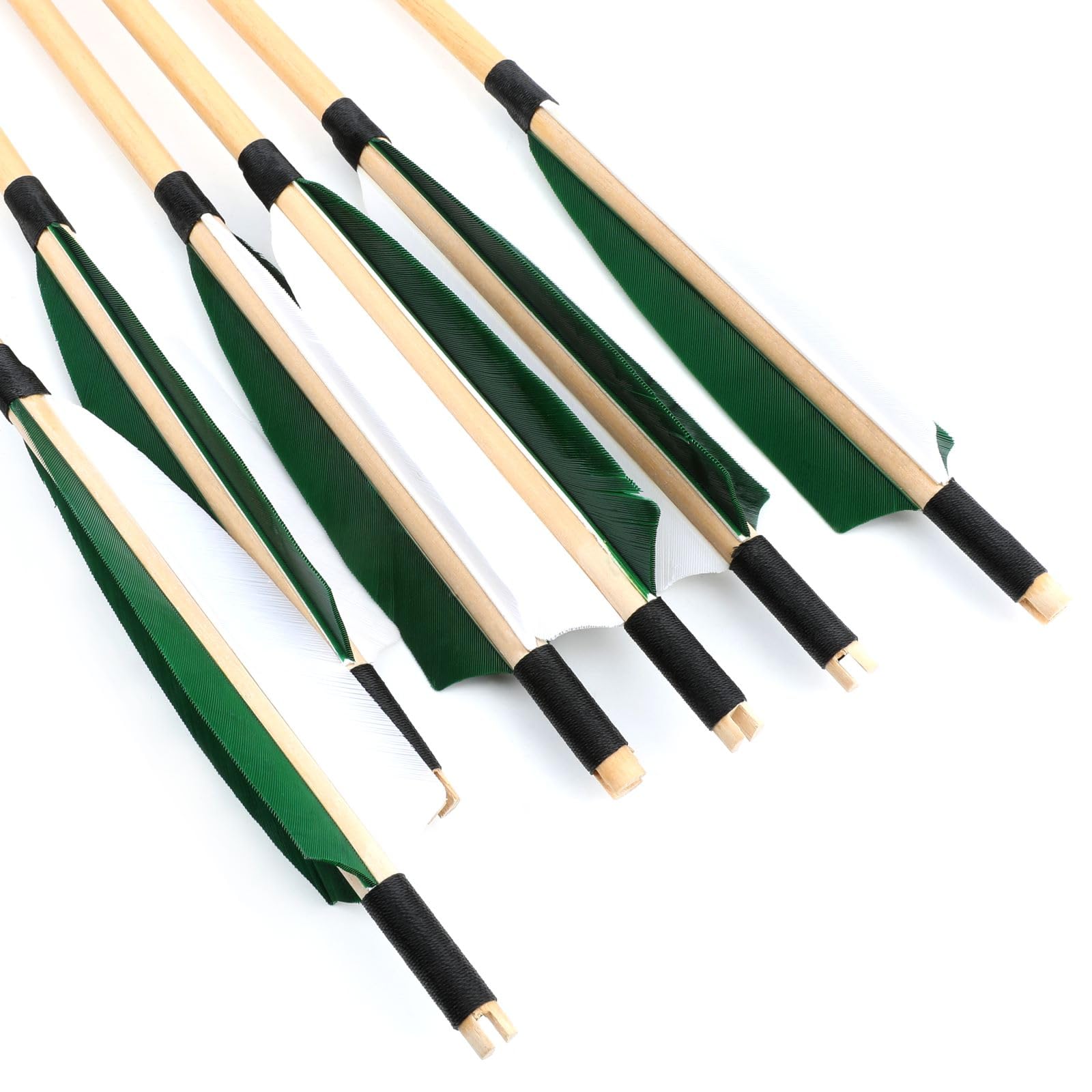 Flèches Traditionnelles en Bois 31" pour Tir à l'Arc Long Recourbé 6/12pcs