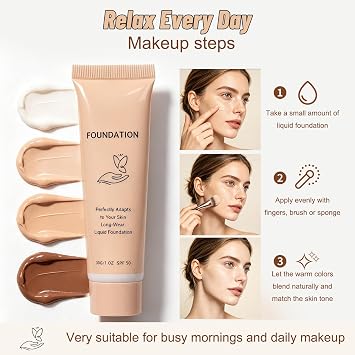 Colour Changing Foundation - Intelligent Color Changing Foundation for Mature Skin, Medium Buildable Coverage, Lightweight, Long-Lasting Natural Finish (Natural Colour)