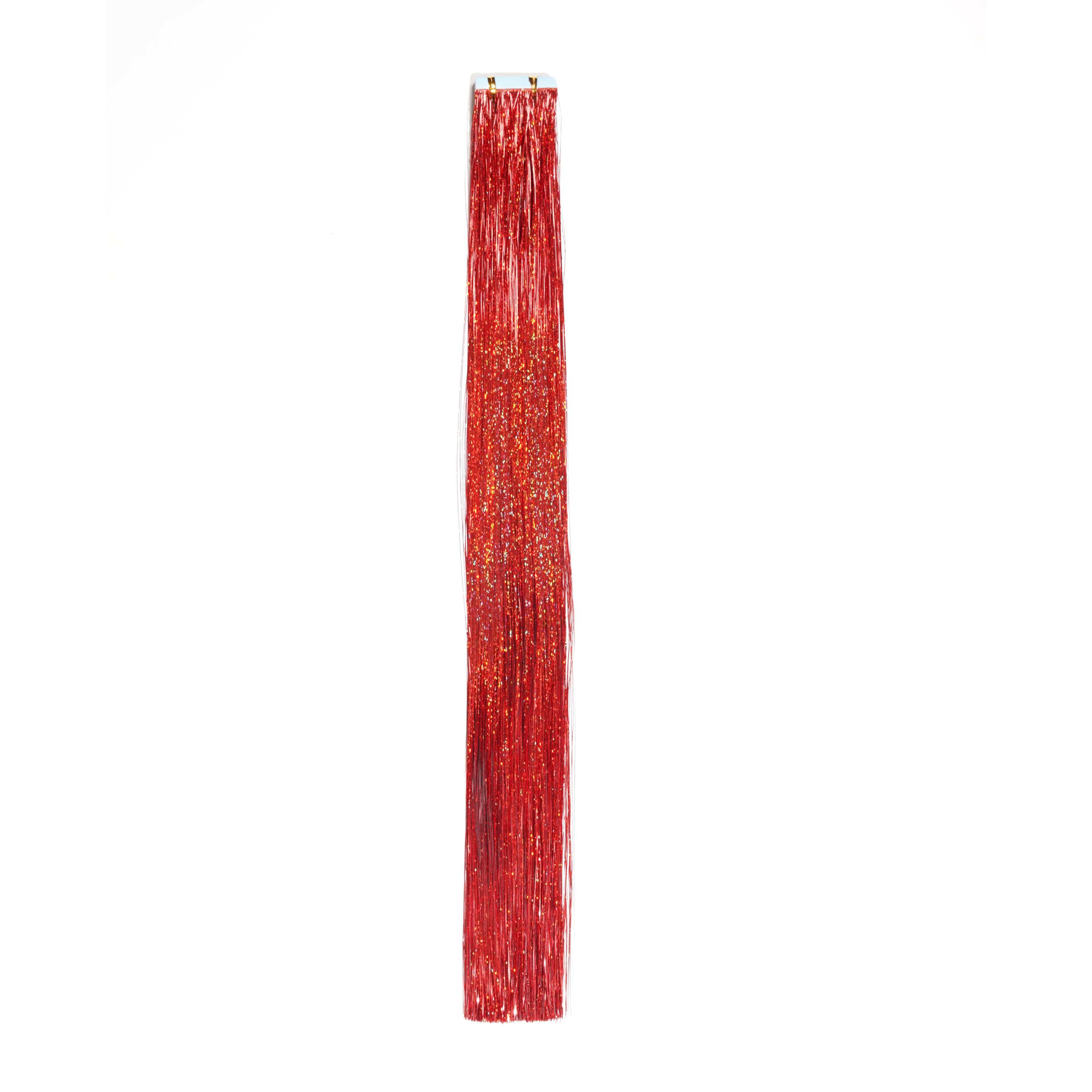 Tinsel Tape Ins Hair Extensions Seamless Ready To Wear And Remove 10Pcs Red 20 Inch