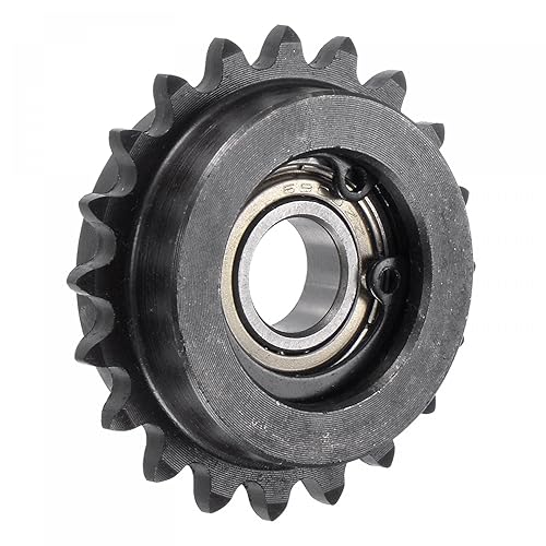 uxcell Piñón tensor de cadena n. 25, diámetro de 0.394 in, paso de 14 pulgadas, tensor de 20 dientes, acabado de óxido negro, acero al carbono C45