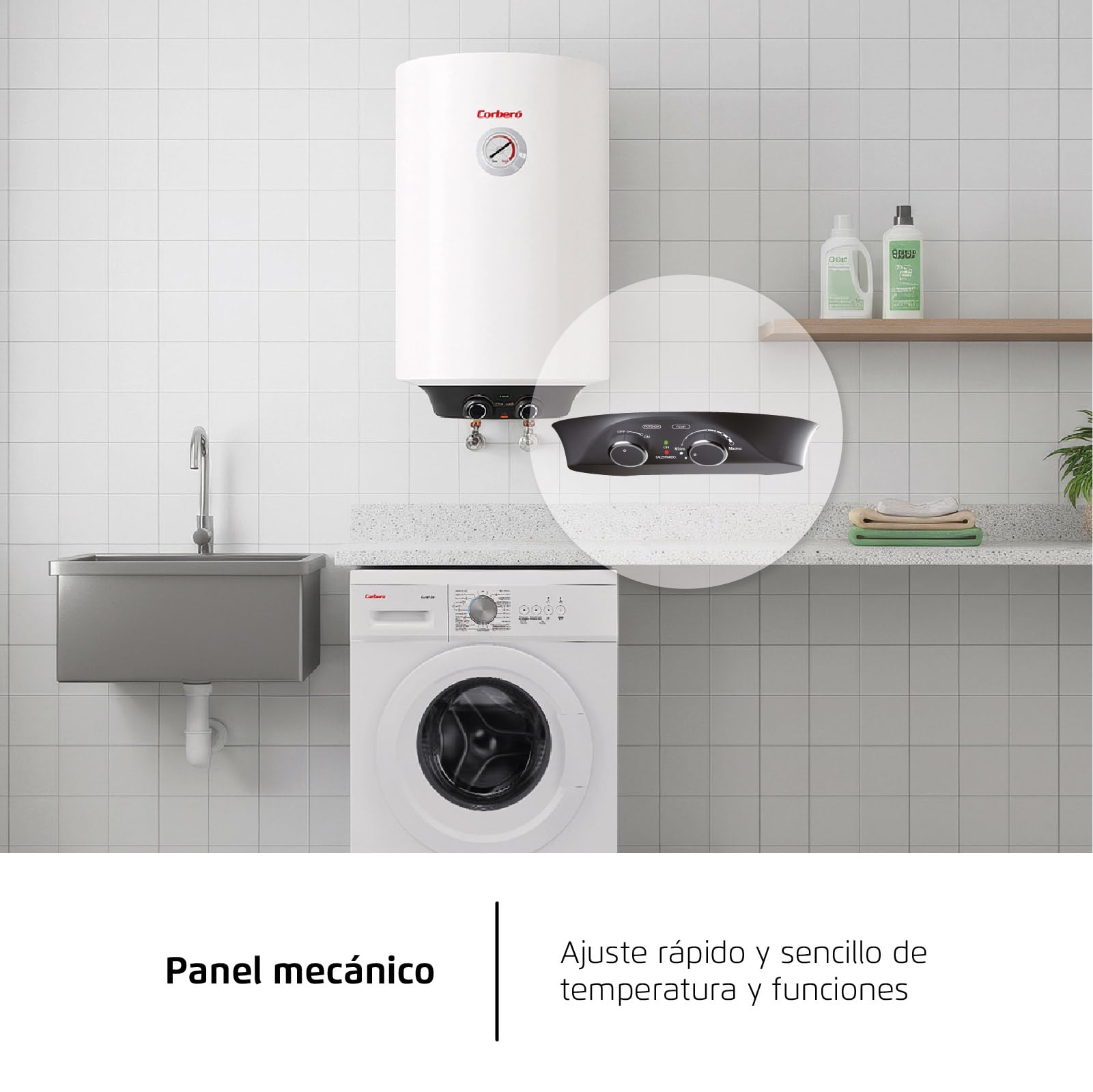 Corberó – Termo Eléctrico | CTM80ENV | 80L | Resistencia Envainada | Panel Mecánico | Termostato Exterior | Protección Anticorrosión | Eficiencia Energética C