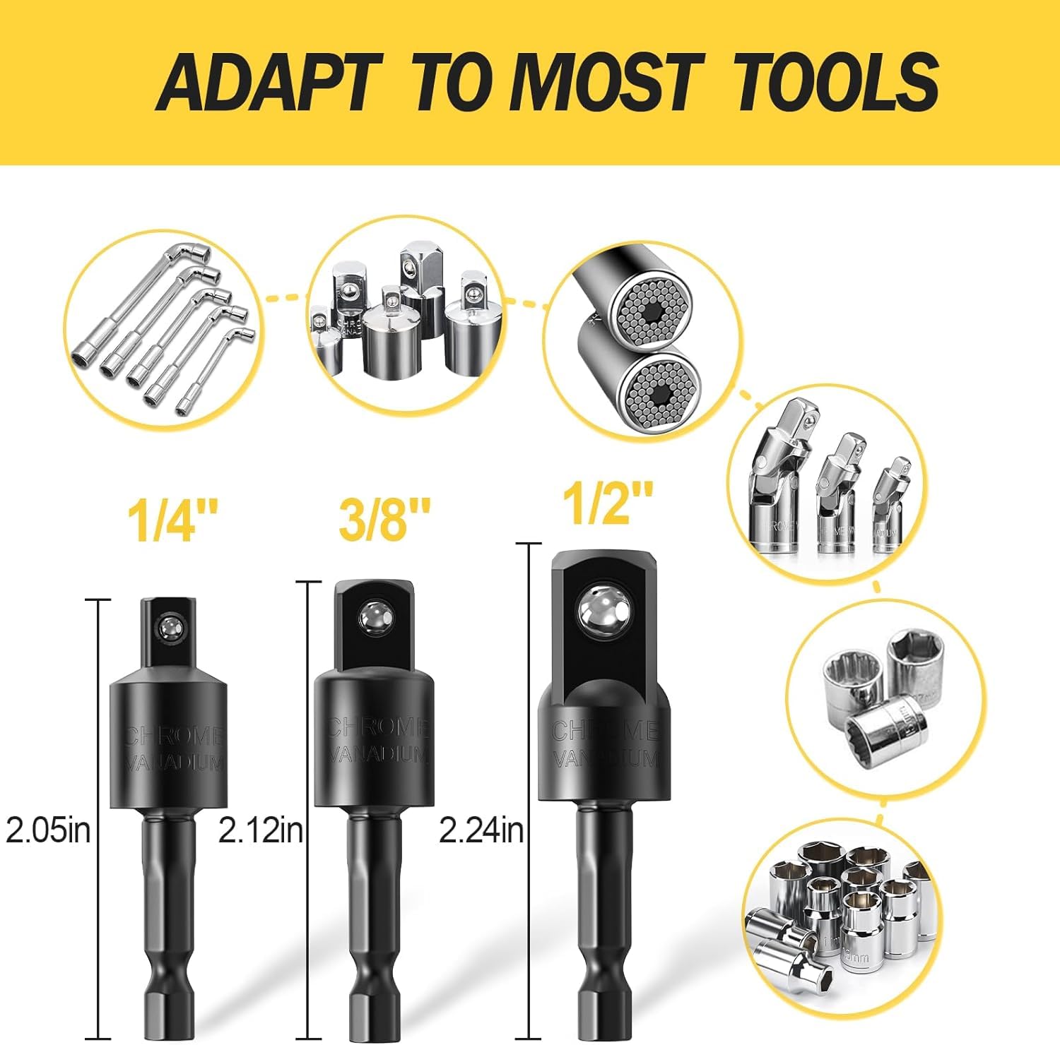 17Piece Flexible Drill Bit Extension, Include 3Pcs Rotatable Socket Adapter 2Pcs Hex Shank 105° Right Angle Drill Attachment 10 Short Screwdriver bits 90° Angled Bits and Bendable Drill Bit Extension