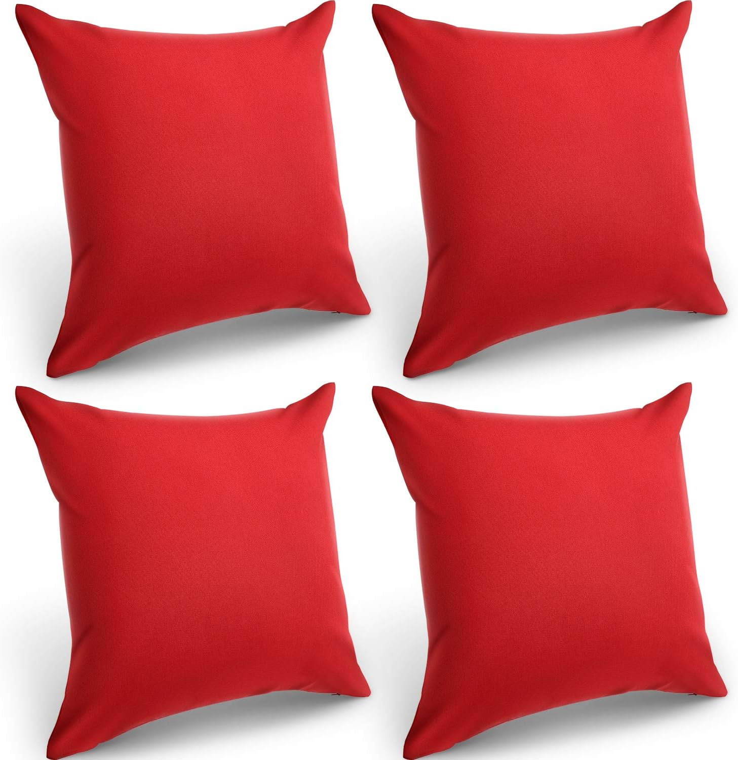 Boao 4 Pack Decorative Outdoor Waterproof Throw Pillow Covers Square Patio Balcony Garden Waterproof Cushion Case PU Coating Pillow Shell for Couch Bed Patio Sofa, 18 x 18 Inch(Red)