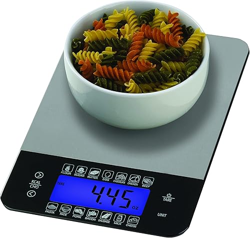 SmartHeart - Báscula digital de cocina con calculadora de calorías y carbohidratos de acero inoxidable