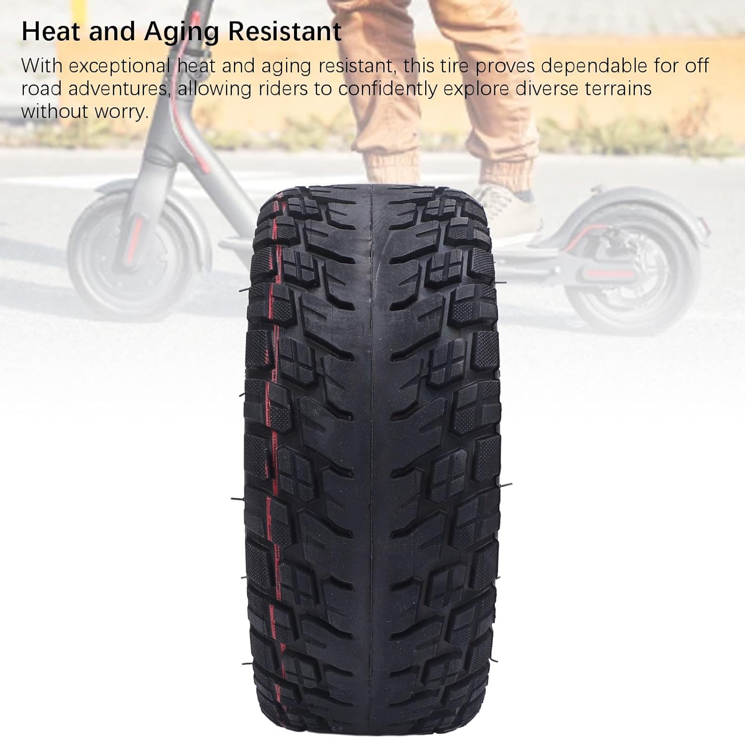 Asixxsix 85/65-6.5 Electric Scooter Off Road Tire 10 Inches Vacuum Tire, Off Road Wheel Tubeless Rubber Tyre, Puncture Proof Explosion Proof Tyre Electric Scooter Replacement