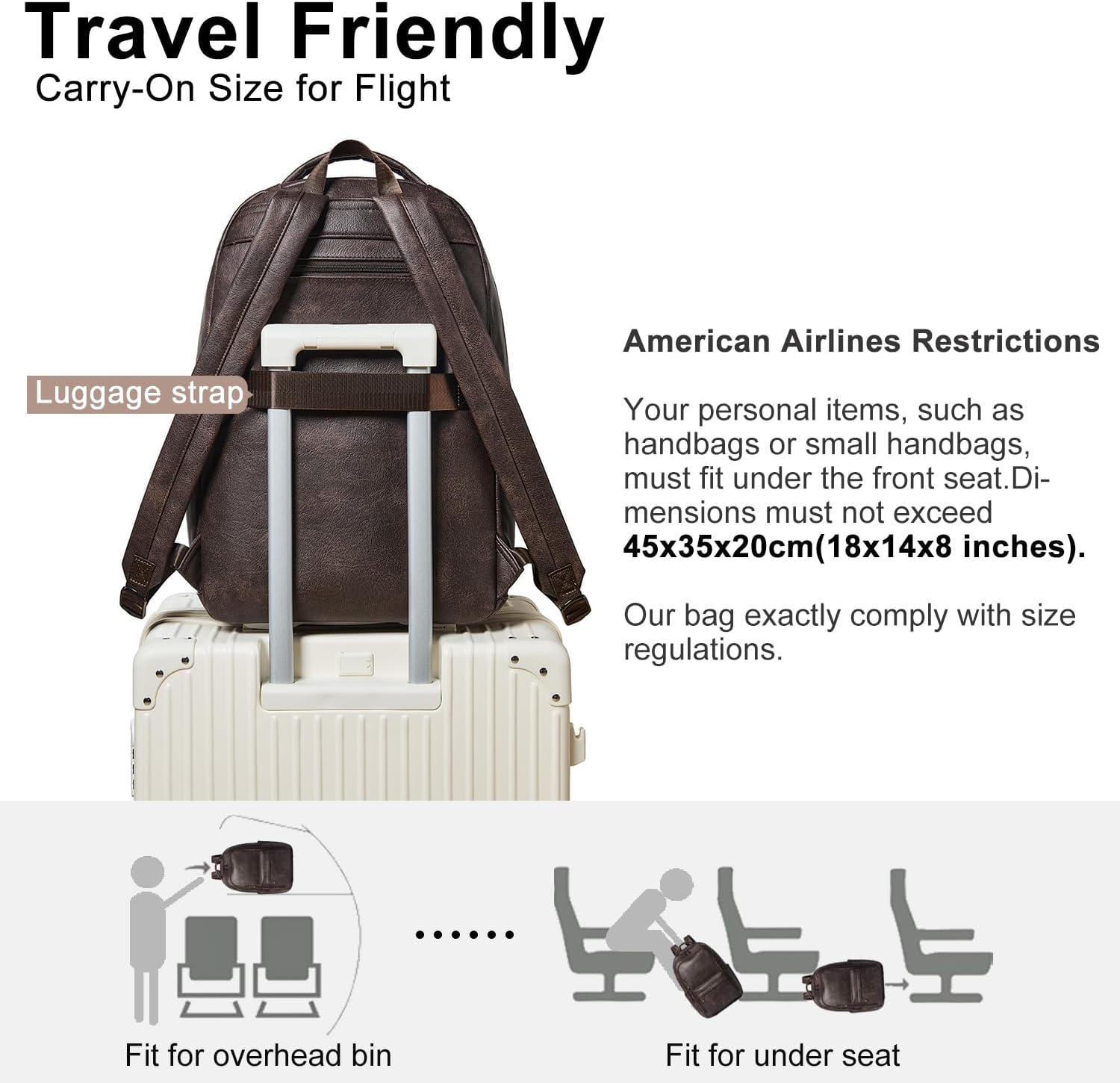 30L Backpack Purse for Women Men Laptop Backpack, Faux Leather Travel Work Backpack Teacher Bookbag fits 15.6" Laptop,Coffee - Image 5