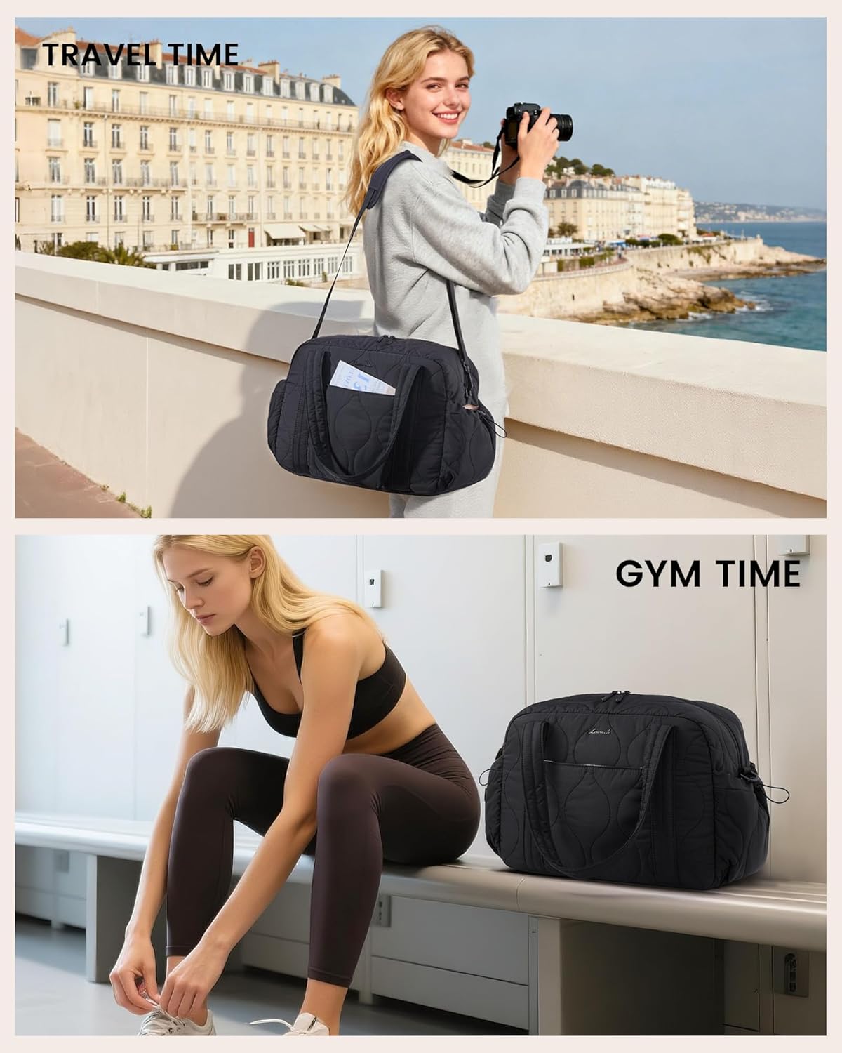 LOVEVOOK Duffle Bag for Travel, Puffer Weekender Gym Bags for Women with Toiletry Bag, Lightweight Carry on Overnight Bag Hospital Bag, Personal Item Bag for Airplanes - Image 5