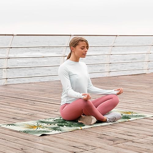 Miniatura 5 de Tapete de yoga plegable de gamuza para viaje, resistente al desgarro, antideslizante, duradero, bolsa de mano incluida para yoga, pilates,