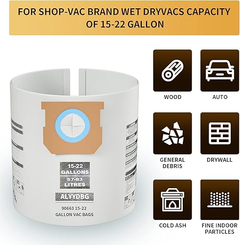 Miniatura 13 de Bolsas para aspiradora de 10 a 14 galones, tipo F 90662 9066200 9066233; tipo I 90672 9067200 9067233; VF2005, bolsas de filtro de vacío desechables