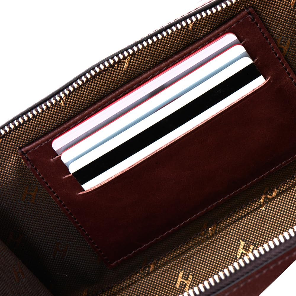 Wristlet for Men & Women, Full-Grain Leather Clutch Bag, RFID Protection, Zipper Pocket, Handcrafted