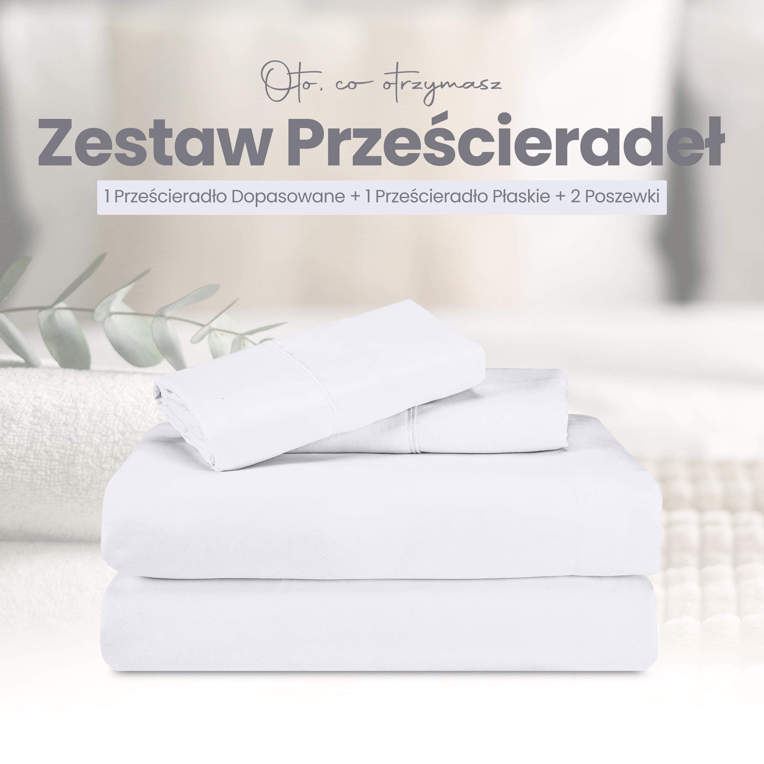 Utopia Bedding 4-częściowy zestaw prześcieradeł (180x200cm, Biały) - miękka szczotkowana mikrofibra - 1 prześcieradło płaskie, 1 prześcieradło dopasowane i 2 poszewki na poduszki 50x75